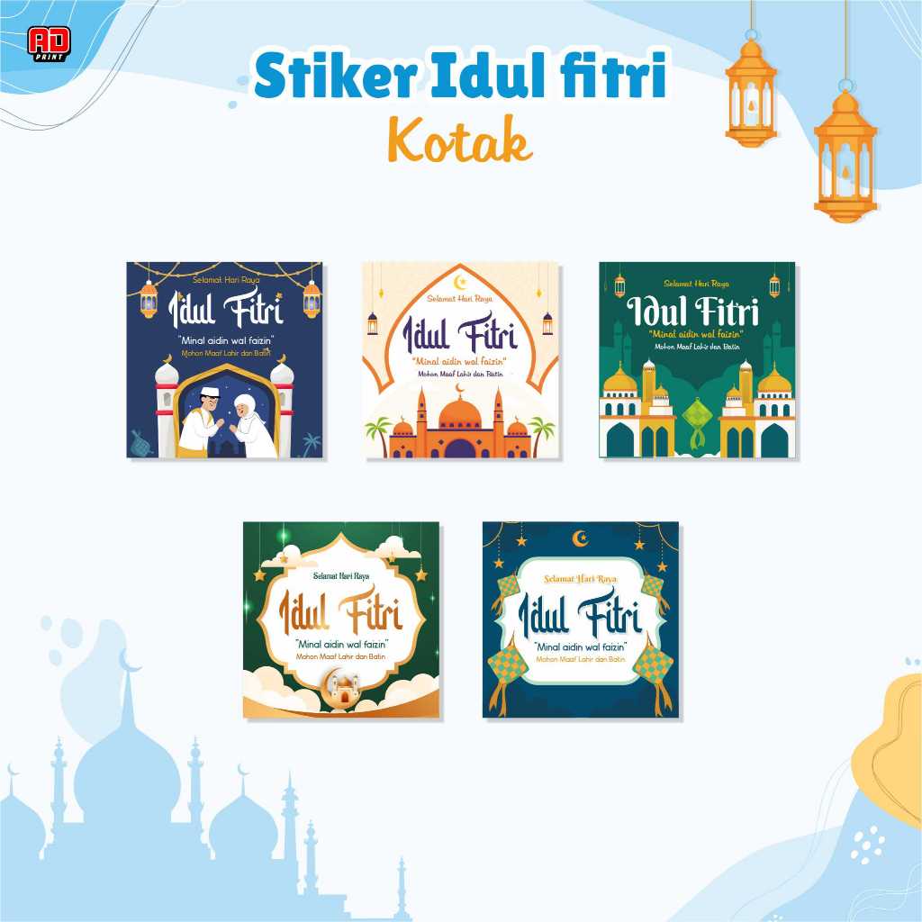 

100 pcs stiker kotak toples idul fitri