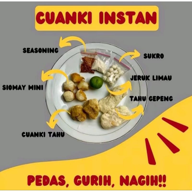 

Cuanki Instan Gurih Bikin Nagih Lidah Siomay Mini Tahu Gepeng Pilus Cikur/Sukro