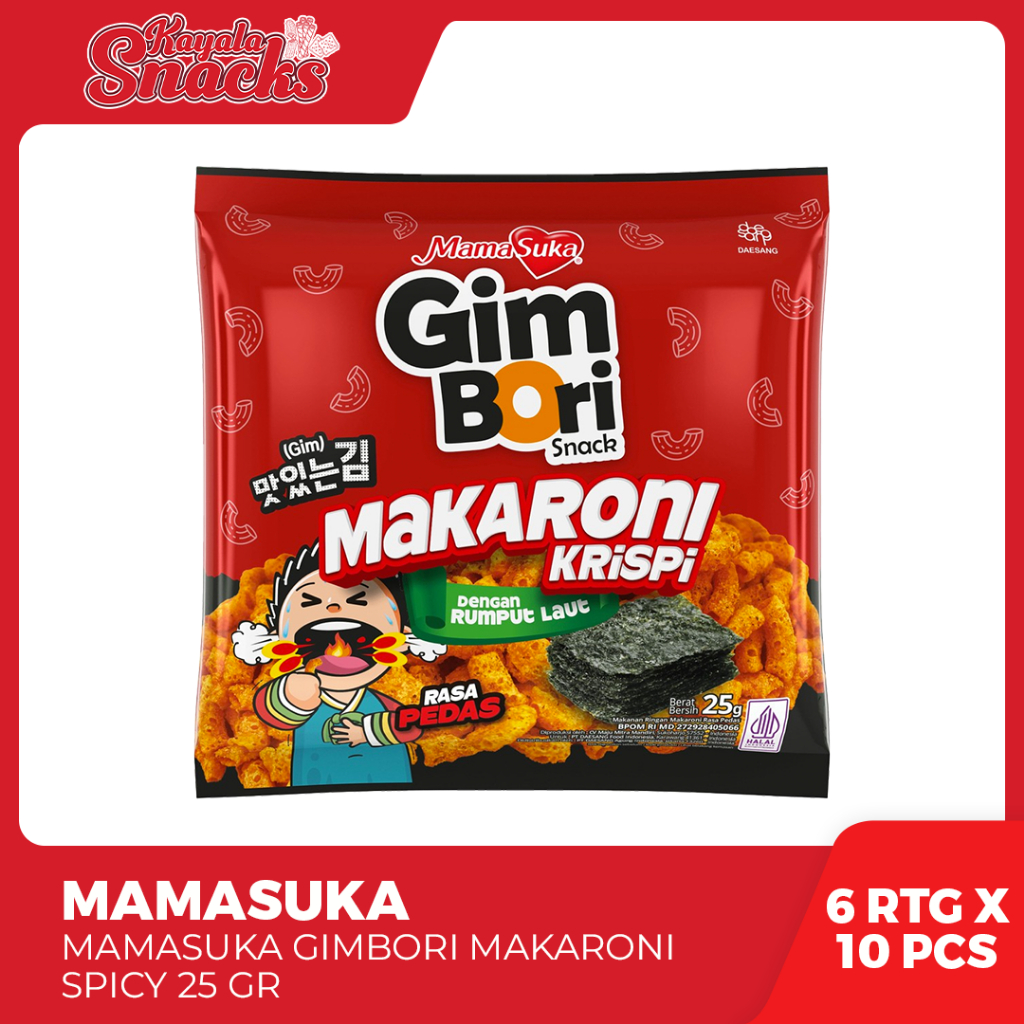 

MAMASUKA Gim Bori Makaroni Spicy 25 gr - 6 Rtg x 10 Pcs