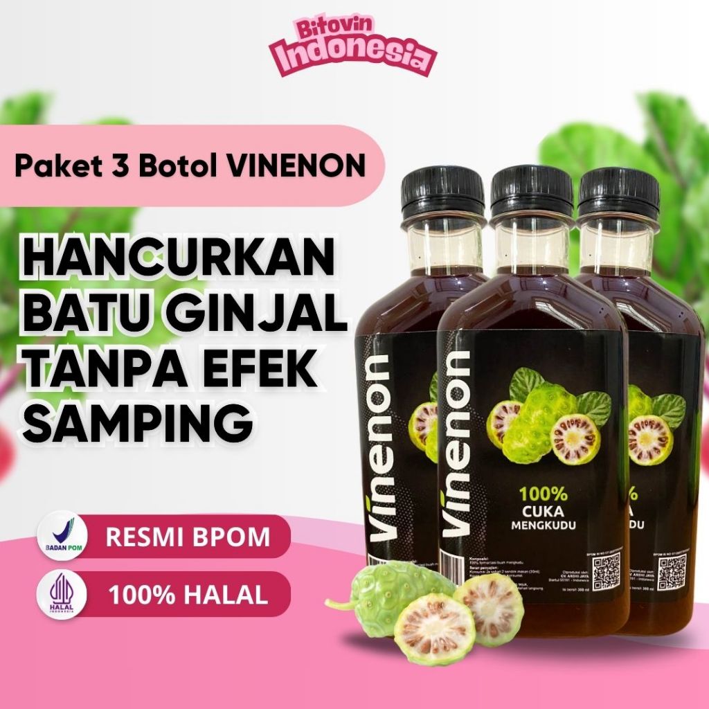 

Vinenon - Paket 3 Botol - Bantu Atasi Masalah Ginjal & Saluran Kencing - Asam Urat & Kolestrol