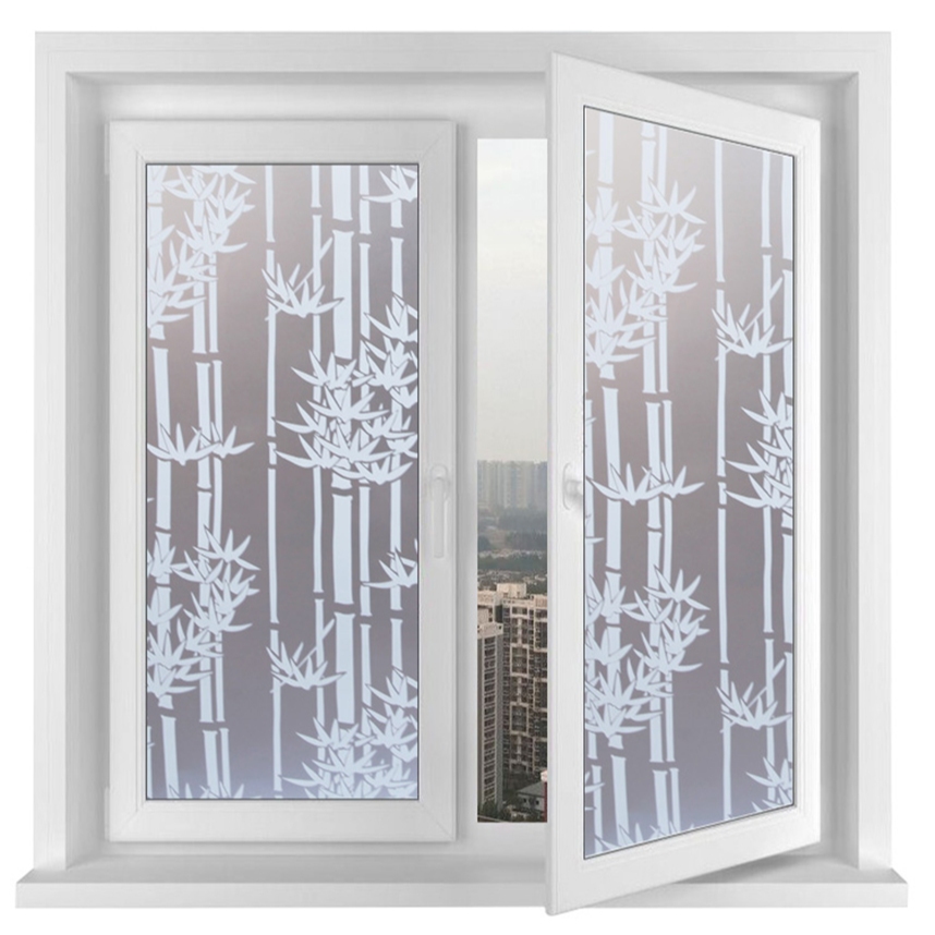Stiker Kaca Jendela Rumah Sanblast Panjang 4 Meter Motif Bambu Putih PVC Berkualitas Sticker Glass