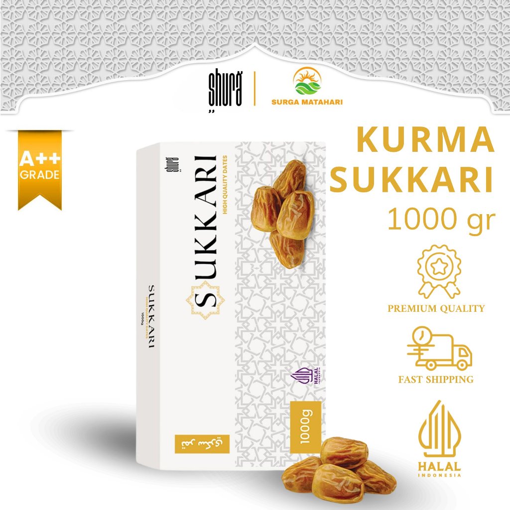 

Shura Kurma Sukari Premium Original High Quality King Dates Sukari Box 1kg