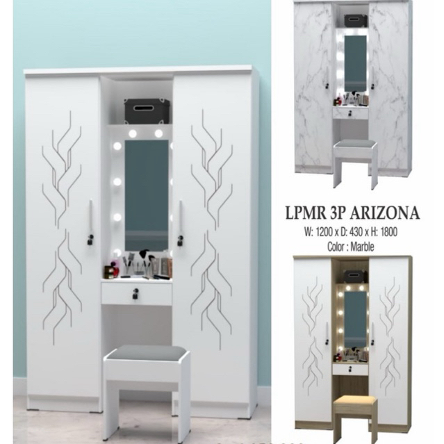 Lemari Pakaian 2in1 / Meja Rias 2in1 / Lemari Pakaian Lampu / Meja Rias Lampu