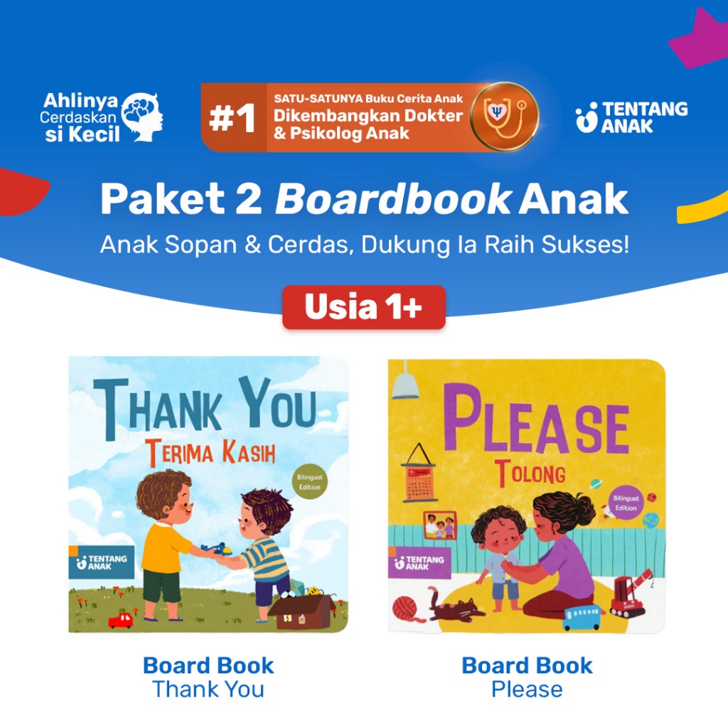 Tentang Anak - Bundle 2 Bilingual Board Book Thank You dan Please | Buku Cerita Anak Bahasa Inggris 