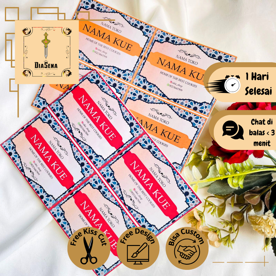 

Sticker Toples Kue Kering Persegi Chromo Stiker Hampers Lebaran idul Fitri Free Desain Custom