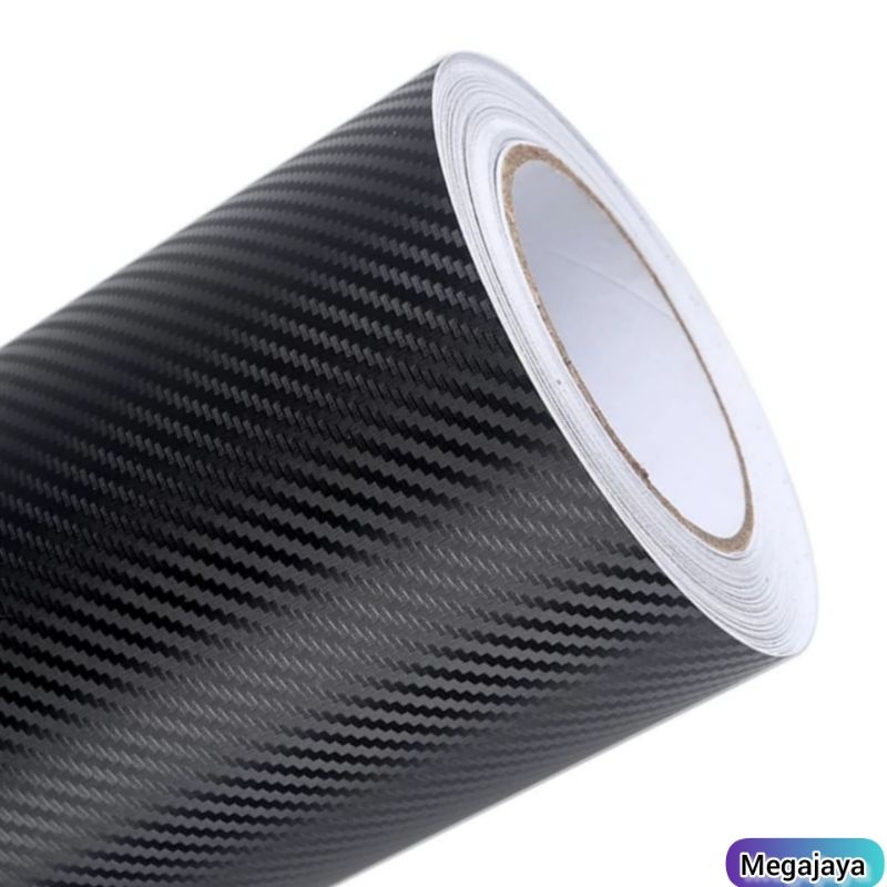Stiker Skotlet Karbon 3D Hitam L 45cm Panjang 1Meter Include Lem tahan panas