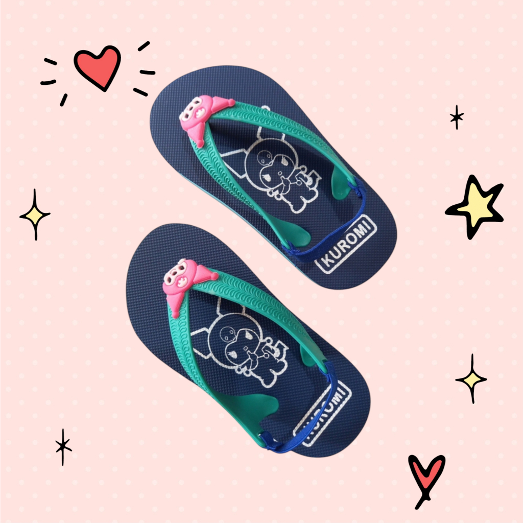Toddler Sandal Kuromi Anak Perempuan Ada Tali belakang | Sandal Jepit Anak Anak 2 Tahun Balita