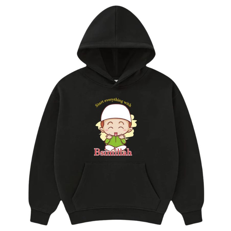 Jaket Sweater Hoodie Anak Laki Perempuan Motif Ngaji Muslim Islami Bismillah Hoodie Sweater Islami