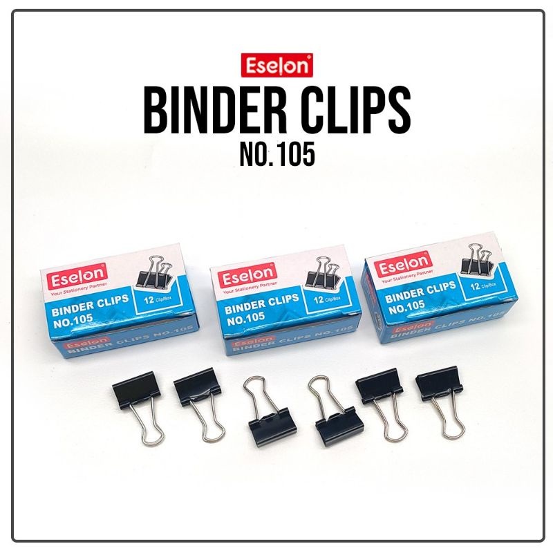 

Binder Clip / Klip / Double Clip / Penjepit kertas Eselon 105 1 box isi 12pcs / Paper Clip
