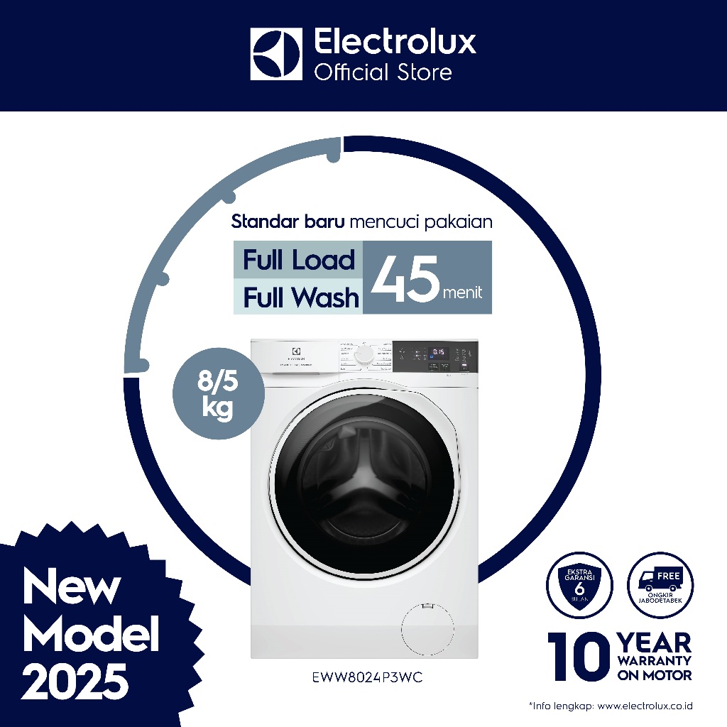 Mesin Cuci Pengering Electrolux EWW8024P3WC - Front Loading 8|5 Kg