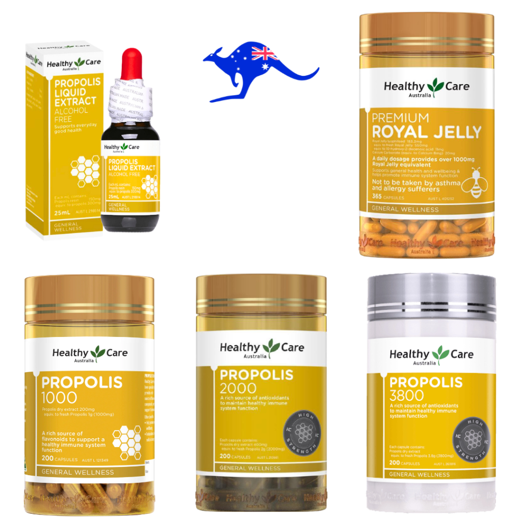 Healthy Care Propolis 1000 2000 3800 mg 200 Capsules 1000mg 2000mg 3800mg / Liquid Extract / Royal J