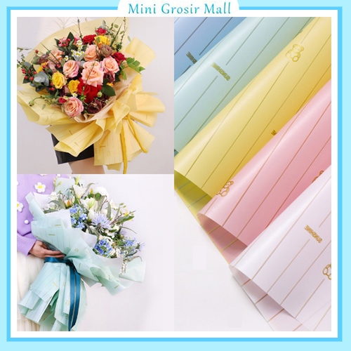 

Kertas buket cellophane line bear flower wrapping paper KB6096