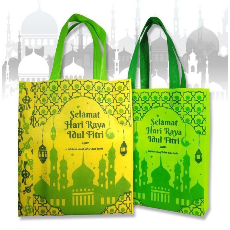 

Tas lebaran pouch bag 2 sisi lebar 10cm ukuran 30x40x10cm isi 12