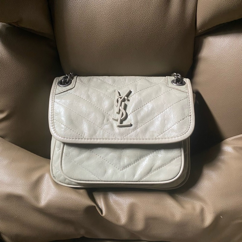 Preloved second Y$L white bag tas putih kulit pecah seribu