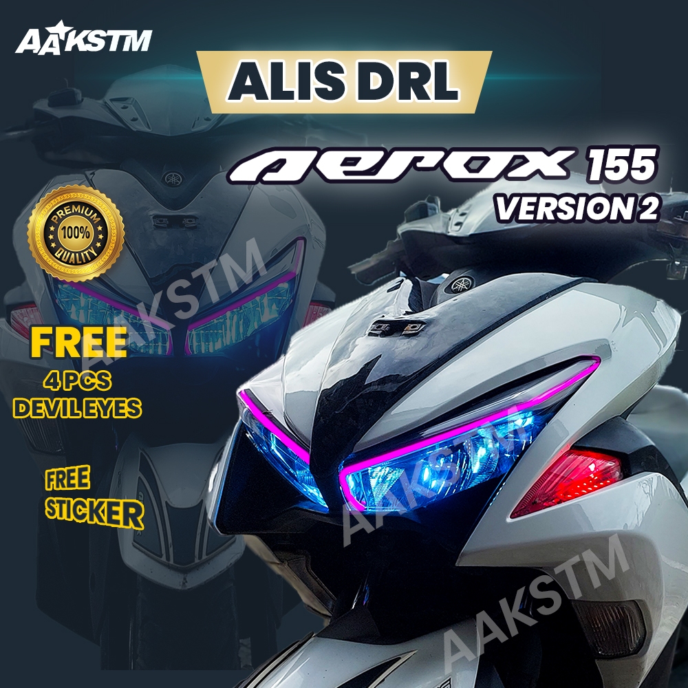 LAMPU LED ALIS AEROX 155 V 2 BONUS DEVIL EYES LAMPU SENJA AEROX 2016 - 2020 155