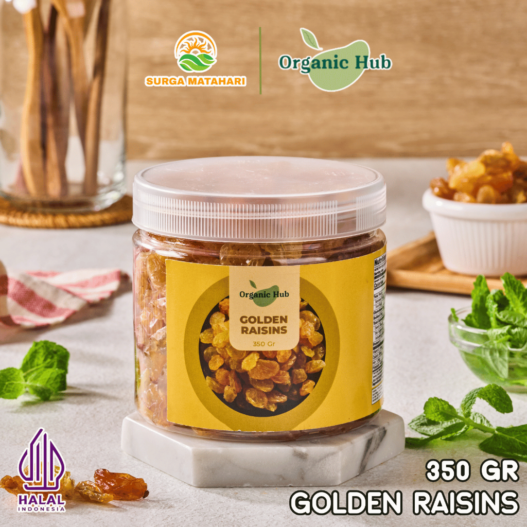 

Organic Hub Golden Raisins Arab Dried Kismis Premium Organik 100% Original Raisin Simin 350 gr