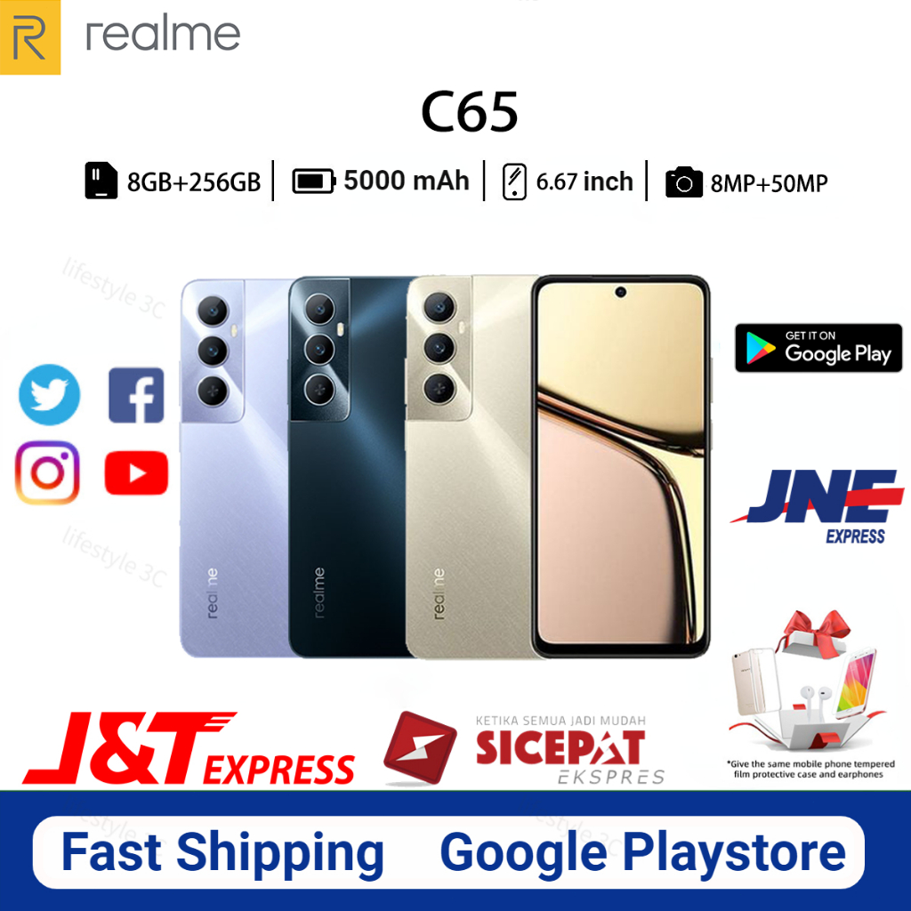 HP Realme C65 RAM 8GB/256GB Baru Garansi 1 Tahun