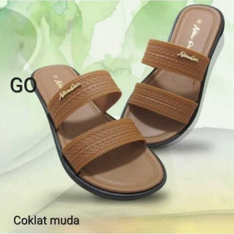 Sandal selop karet 2tali ban New era wanita LB 12058