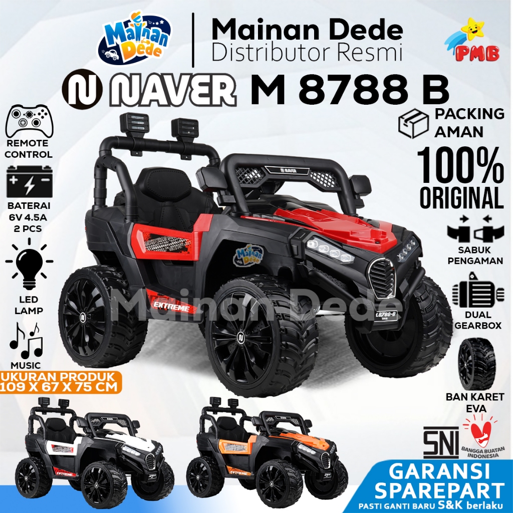 Mainan Mobil Aki Anak Jeep PMB 8788 UTX 8788A NUV 8788B NAVER Ban Karet 4 Gearbox M8788 M-8788A M878