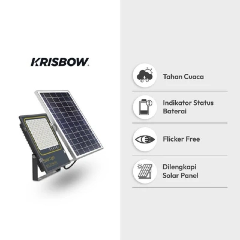 Krisbow Lampu Sorot Led Solar Vertical 25 Watt 2500 Lumens/ACE KRISBOW FLOODLIGHT SOLAR VERTICAL 25W