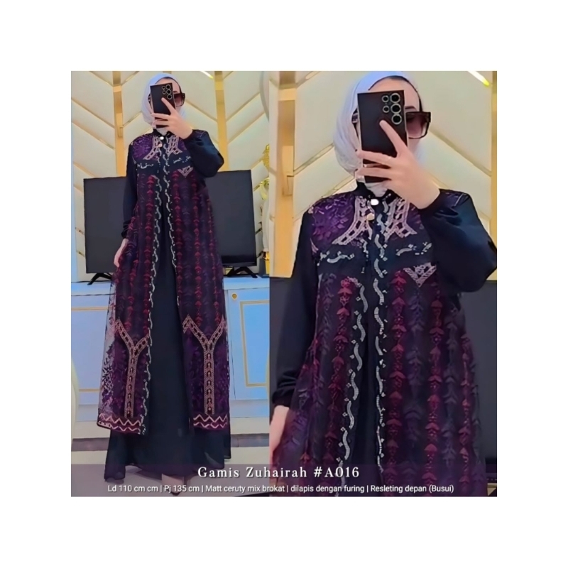 GAMIS BROKAT ZUHAIRAH BAHAN CERUTY MIX BROKAT PREMIUM