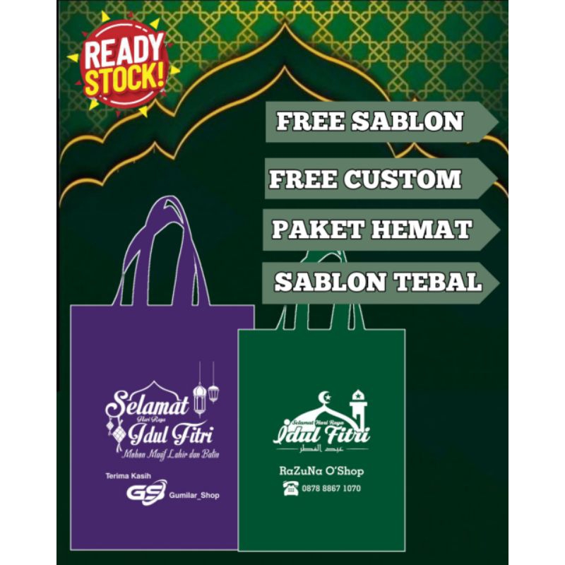 

Tas Idul Fitri Sablon Tas goodiebag sablon ukuran 30x40x8cm