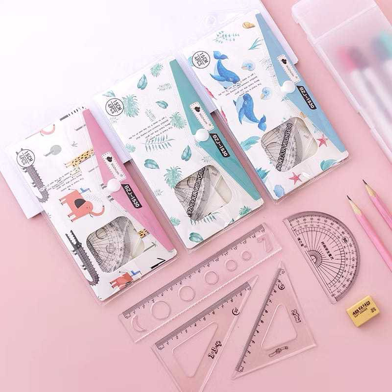 

Penggaris Set isi 4 Model Penggaris Plastik 1 Set Isi 4 Model Garisan Set Ruler Set