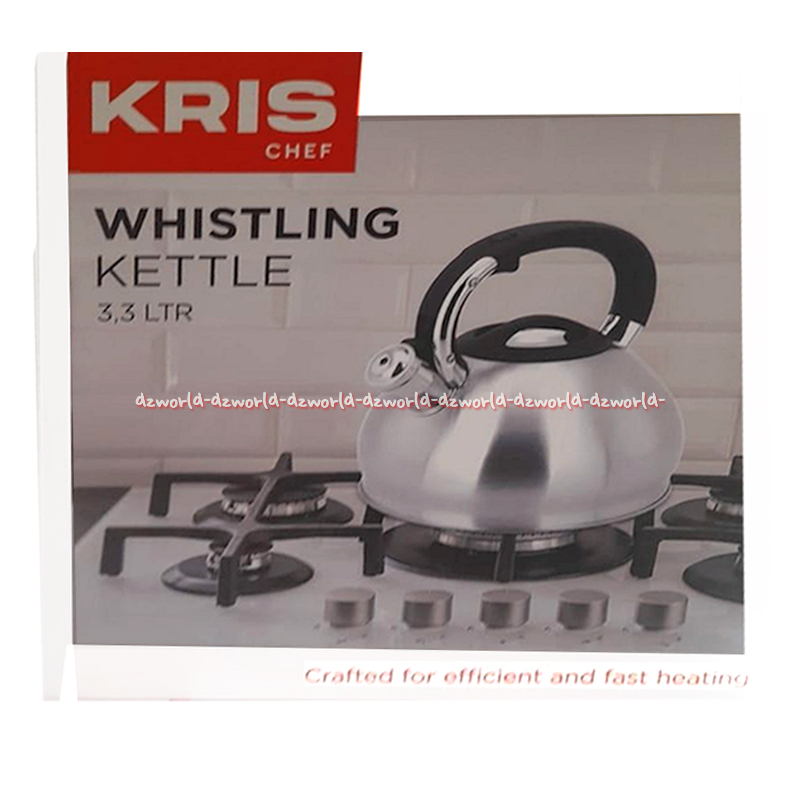 Krischef Whistling Kettle 3.3L Cerek Masak Air Berbunyi Jika Sudah Matang Stainlees Steel Kris Chef 