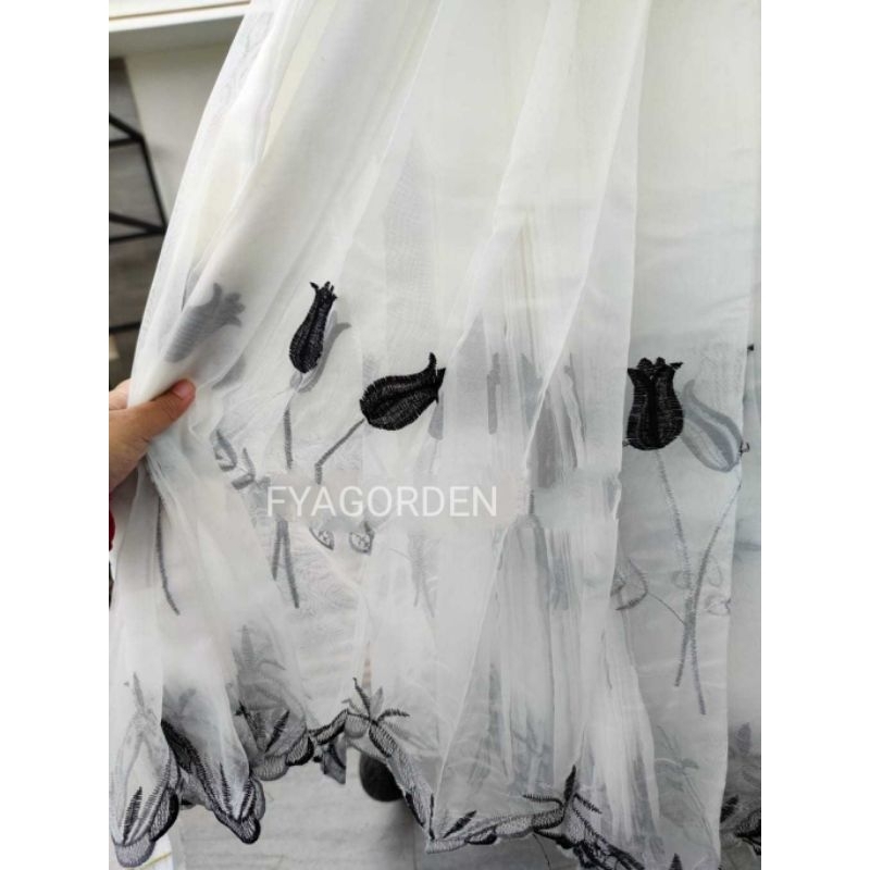 ✅ FYAGORDEN ✅vitrase bordir mewah//vitrase gorden //vitrase bordir bunga tulip//ukuran tinggi 230//f