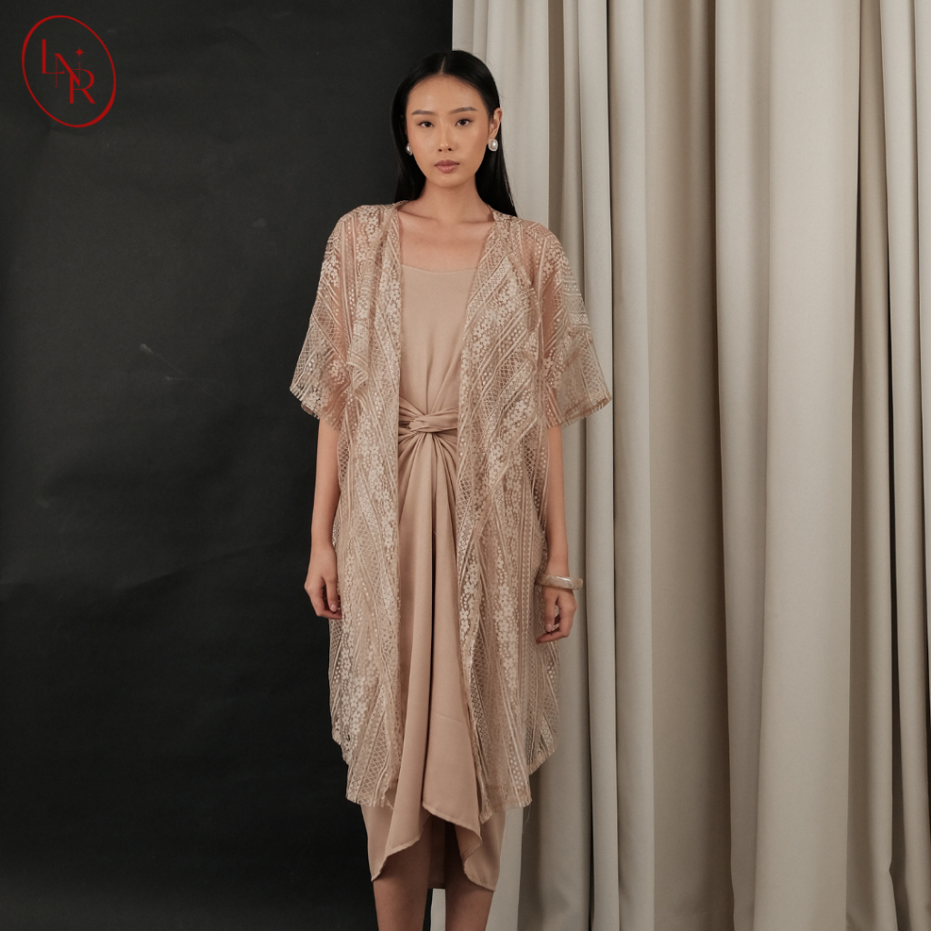 Ayana Set Baju Dress kaftan lebaran Atasan Tanktop Luaran Outer Brokat Bawahan Rok Lilit Setelan Baj