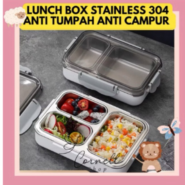 lunch box stainless 304 anti tumpah anti campur