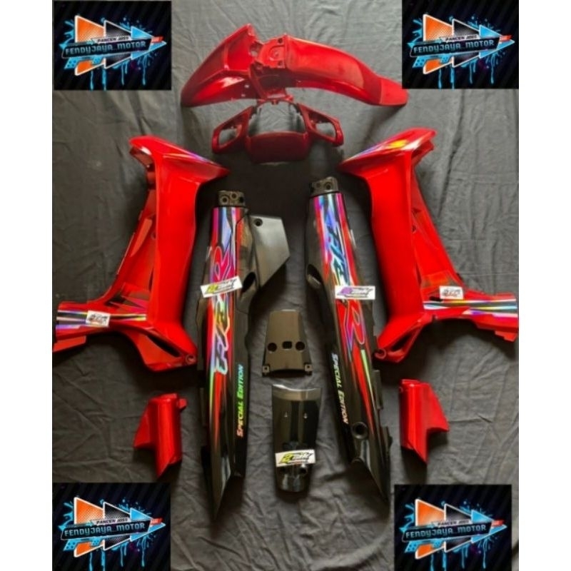cover body Yamaha fizr hitam merah fullset striping hologram bodi fizr fullset