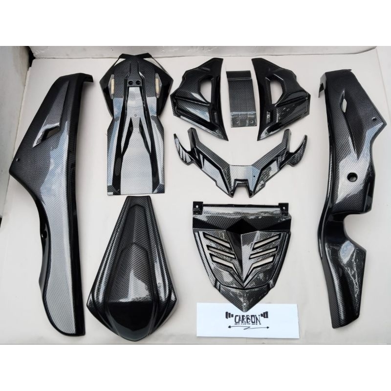 aksesoris.body motor ninja 250 Fi new 2018 carbond di lengkapi sambungan bawah fairing ,segitiga baw