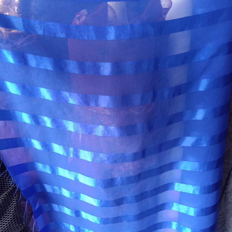 Kain - Kain Organza Silk Motif Salur Import - Kain Organza Scarlet - Kain Meteran Bc | Harga Per Set