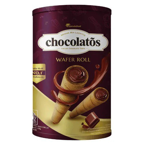 

CHOCOLATOS WAFER ROLL COKLAT KALENG 310GR