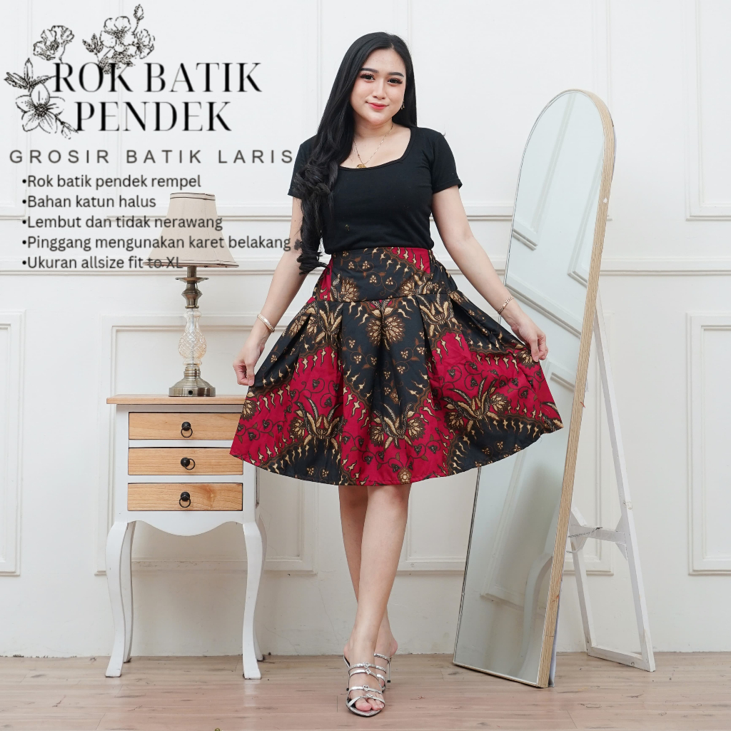 Rok Batik Pendek Grosir Rok Batik Pendek Katun Wanita Modern