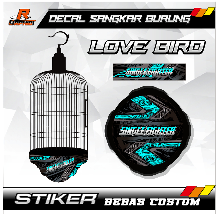 STICKER DECAL SANGKAR Lovebird dan Pleci KANDANG BURUNG single fighter STIKER merk EBOD JAYA ORIQ JA