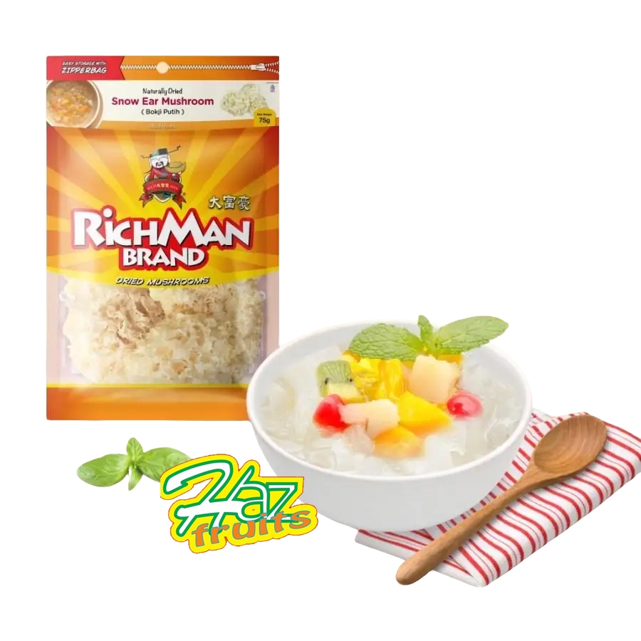 

RichMan Brand Snow Ear Mushroom (Bokji Putih) Jamur Salju Kering 75 Gram