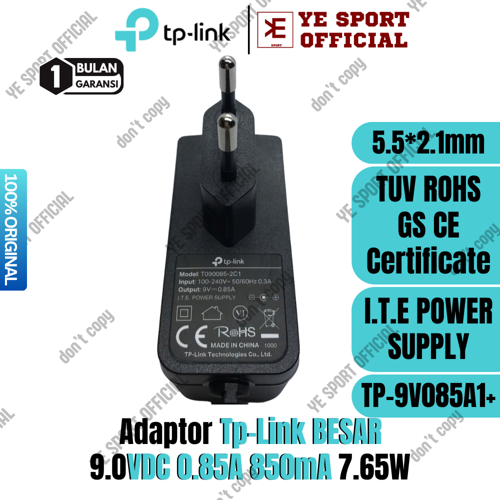 Adaptor TPLINK Power Supply 9V 0.85A Kepala Besar Original A0059