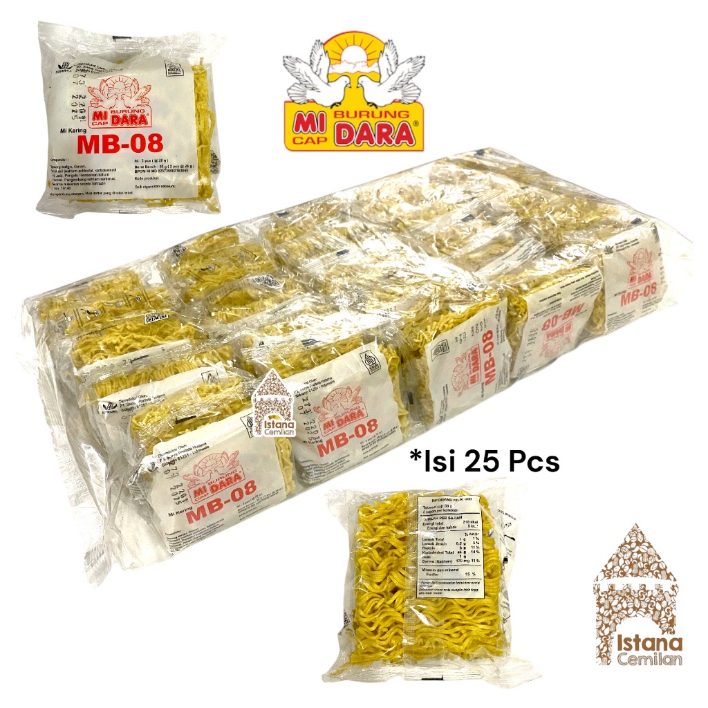 

Mi Cap Burung Dara MB-08 Mie Kering Bahan Seblak PACK (isi 25 pcs)