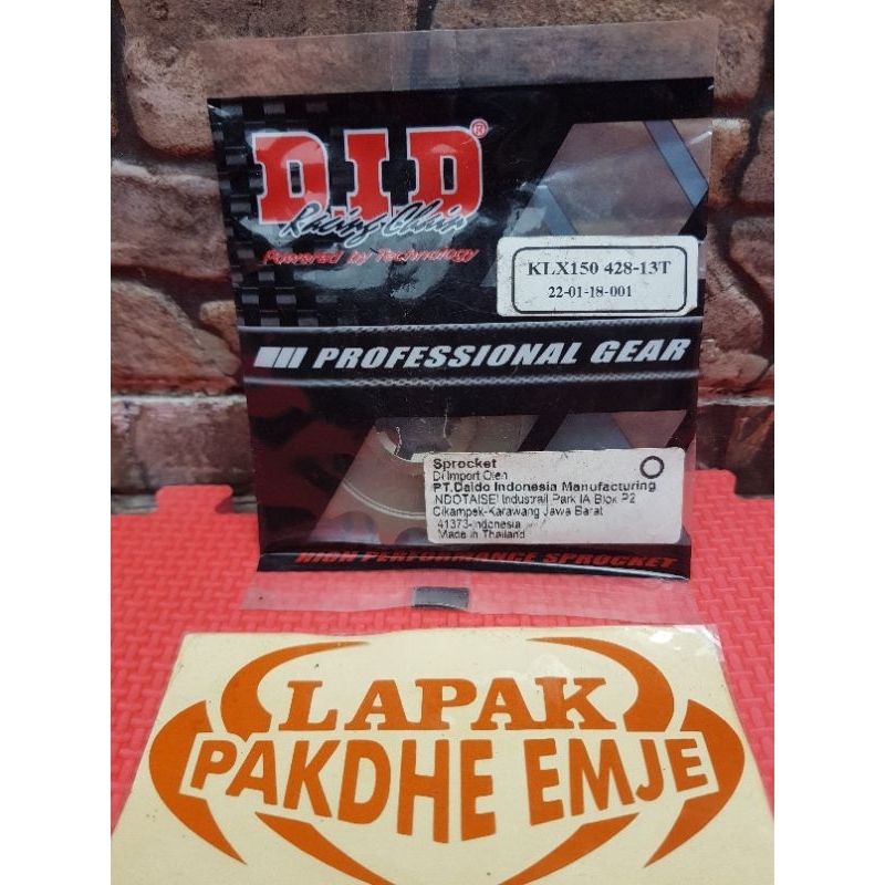 GEAR DEPAN DID 428 13 KLX 150 D TRACKER KAZE ORIGINAL DID GER GIR FRONT GEAR