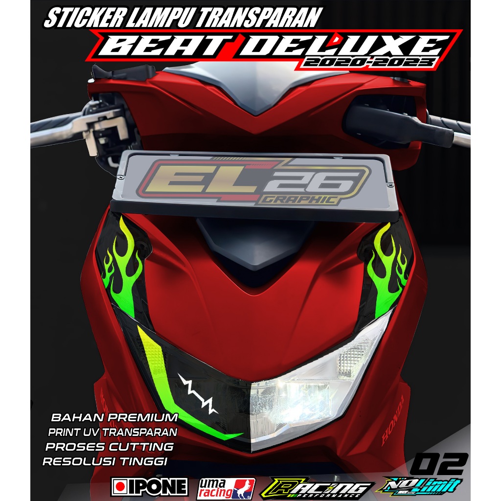 02 STICKER LAMPU ALIS DEPAN BEAT DELUXE - STICKER LAMPU ALIS DEPAN BEAT DELUXE MOTIF HOT FIRE