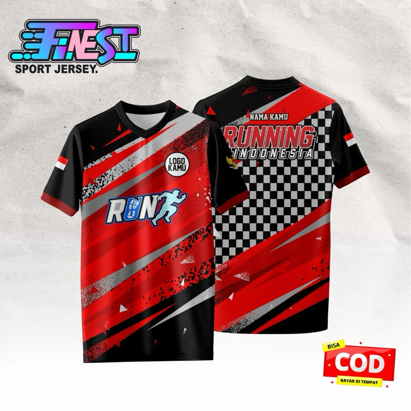 Jersey Running Pria Wanita Premium Free Custom Nama , Logo dll
