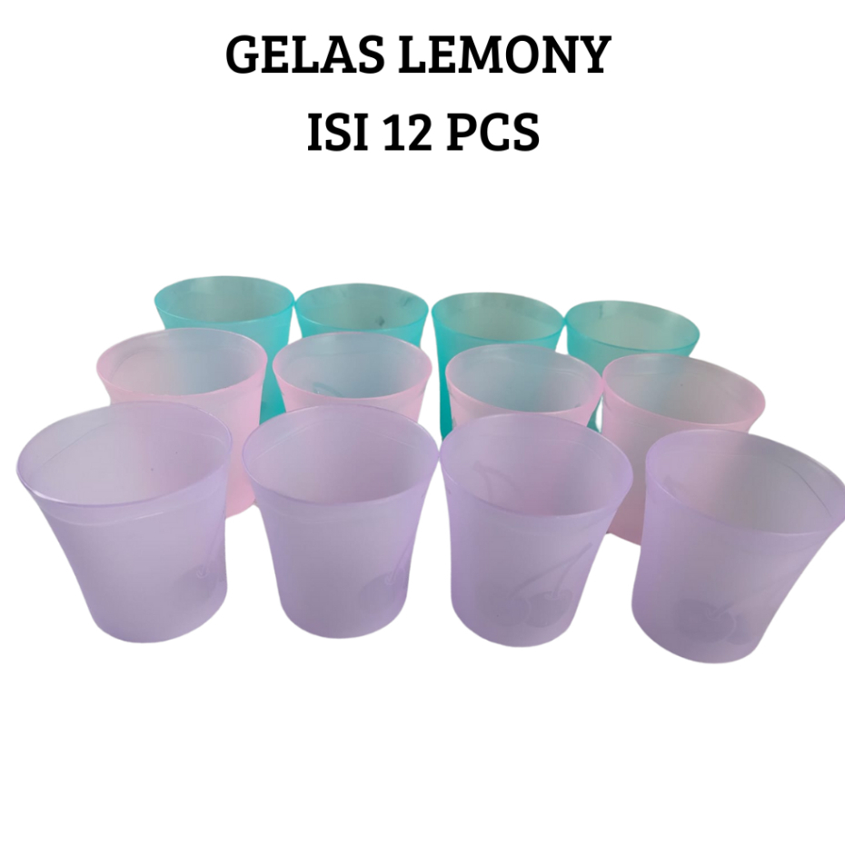 ISI 12 Pcs GELAS MINUM PLASTIK KECIL Cangkir Minum LEMONY 2101