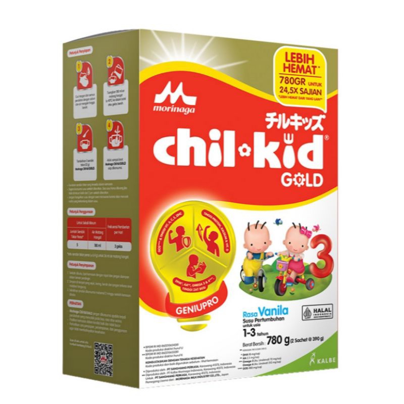 

Morinaga Chil Kid Gold 3 Susu Pertumbuhan Anak 1-3 Tahun 780gr / Madu / Vanila