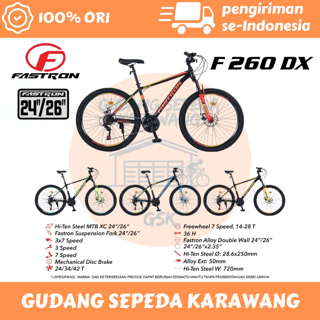 SEPEDA GUNUNG MTB 24" / 26" FASTRON MTB F260 DX (3X7 MD)