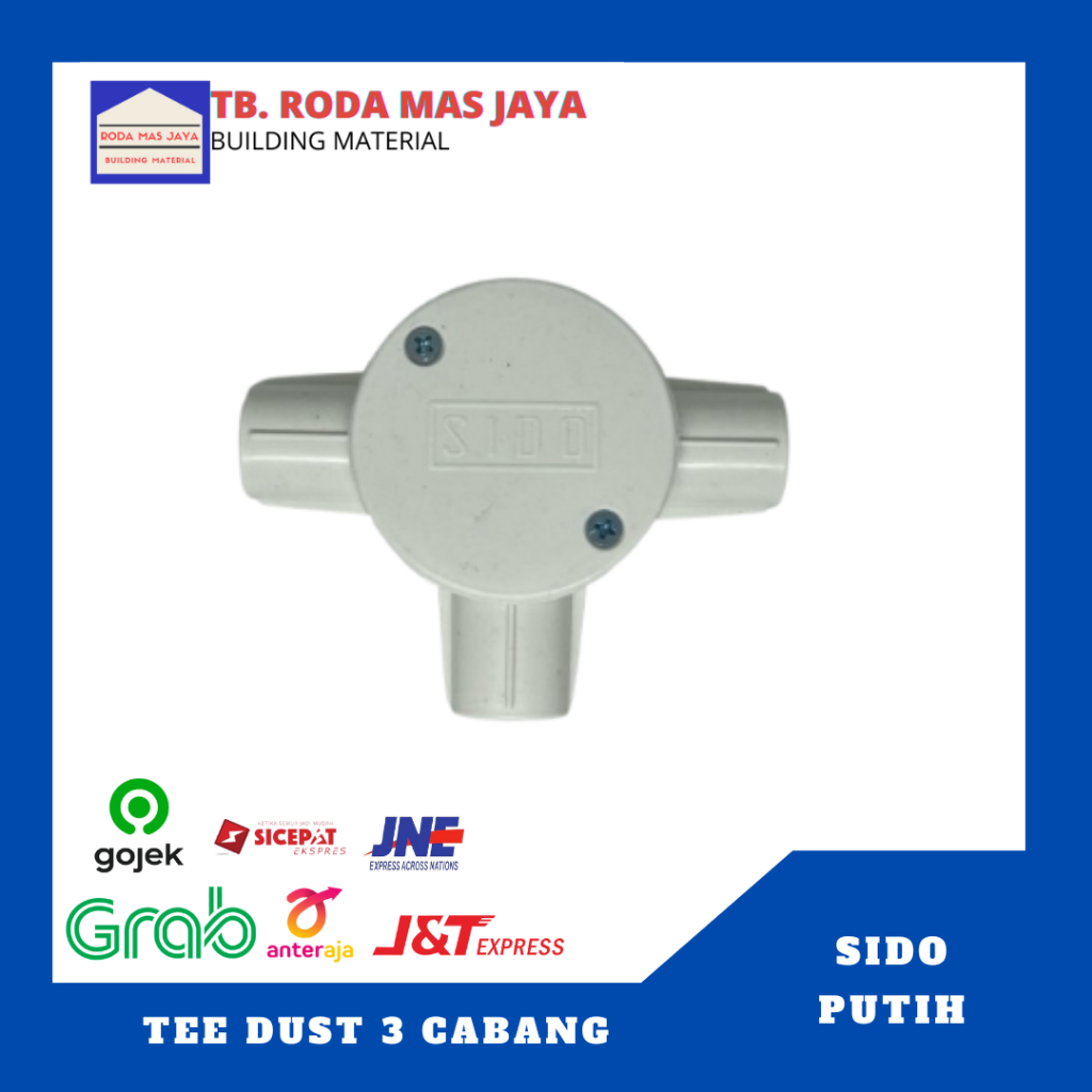 T dus cabang 3 SIDO putih / T doos cabang 3 plus tutup / Rumah sambungan kabel cabang 3