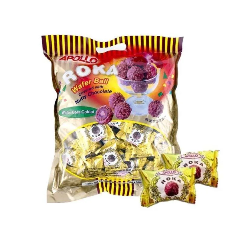 

Apollo Roka Wafer Ball isi 50 Nutty Chocolate Wafer Bola 300g