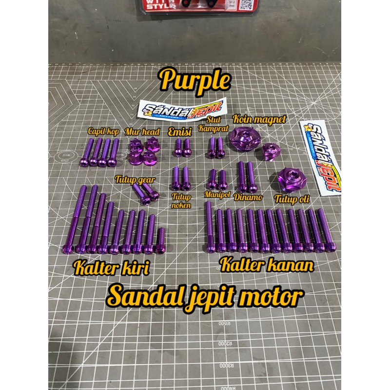 BAUT TITANIUM PURPLE FULL MESIN CB GL MP TIGER GL100 BAUT TITANIUM FULL SET MESIN CB GL MP TIGER GL1