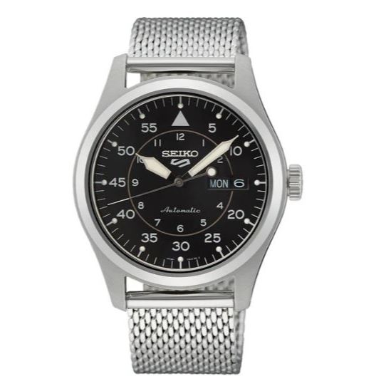 Jam Tangan Pria Seiko 5 SRPH23 SRPH23K1 Strap Stainless Steel Silver Flieger Field Suits Style Autom